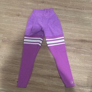 Purple scrunch Leggings with Stripes